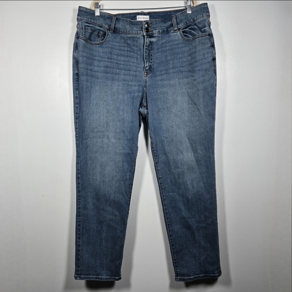 Lane Bryant Flex Magic Tighter Tummy High Rise Straight Blue Denim Jeans Plus 24